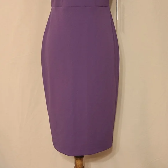 Calvin Klein Purple Gathered Cut-out Front Sleeveless Sheath Dress - Picture 8 of 10